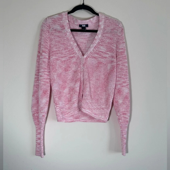 Paige Bastille cardigan in Bubblegum bishop sleeve knit button down size M - Picture 6 of 16